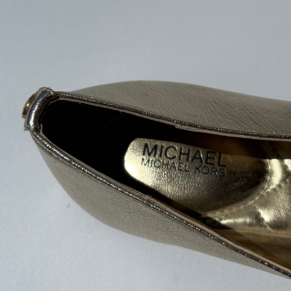 Michael Kors Metallic Gold Flats 9.5 leather ballet shoes - Picture 6 of 9